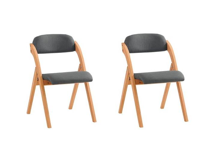 Chaises pliantes rembourrées - SOBUY - Lot de 2 - 47.5x59x77 cm - Gris foncé - Bois de hêtre et peuplier