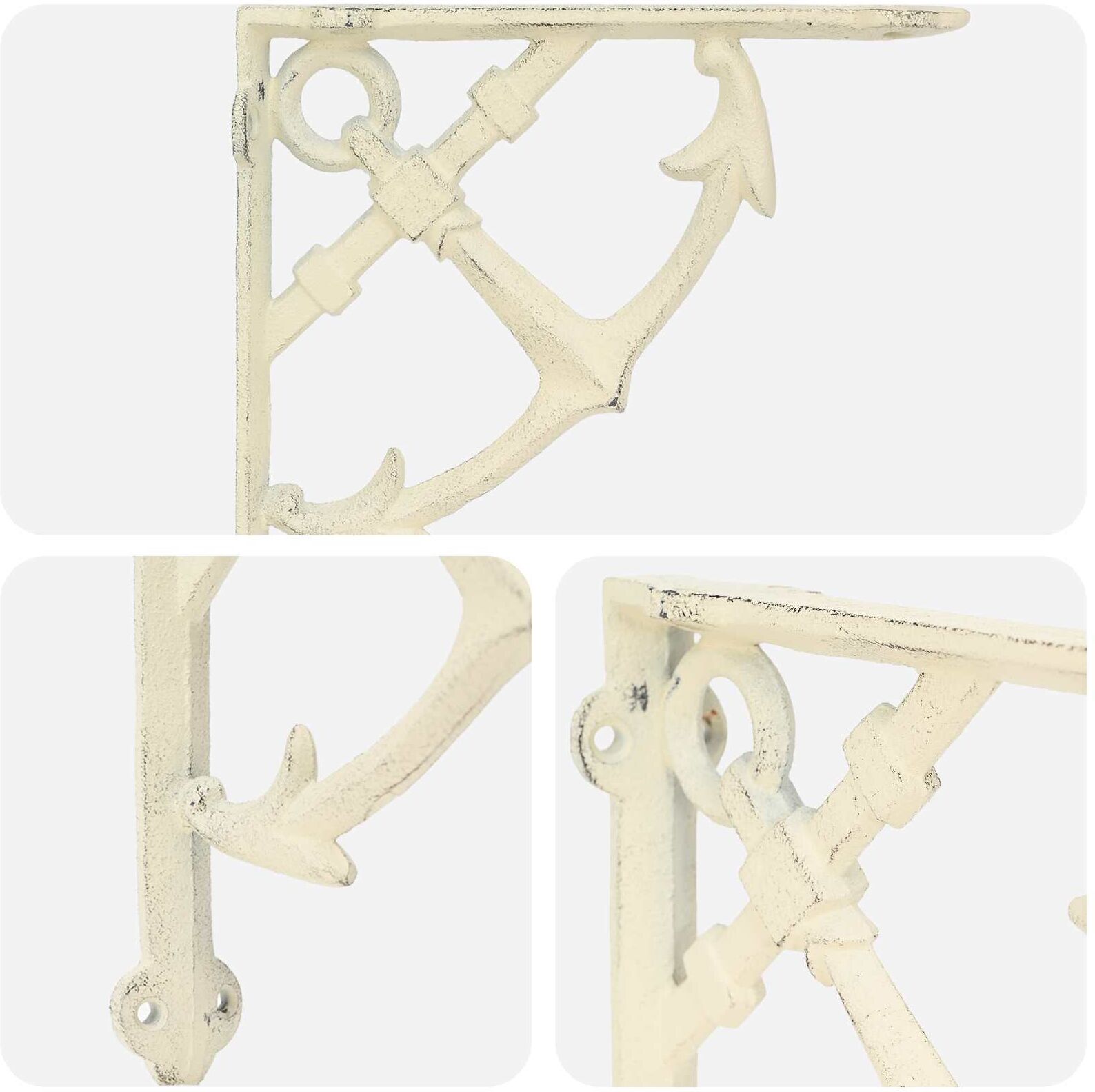 vidaXL Supports d'étagère murale 2 pc Blanc antique 21 x 21 x 3.5 cm