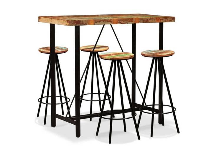 Ensemble de bar - VIDAXL - Bois de récupération massif - Noir