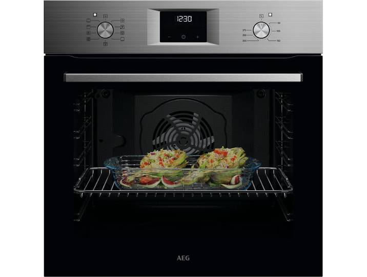 AEG Backofen OU5AB20ZSM , Energieeffizienz: A+, schwarz, B:59,4cm H:59,4cm T:56,8cm, Backöfen, Heißluft: Gleichmäßiges Garen auf 3 Ebenen: ideal für Mehrblech‑Backen, Backofen