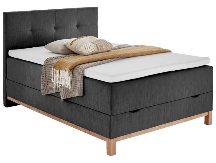 Livetastic Boxspringbett CATANIA, anthrazit, Stoff