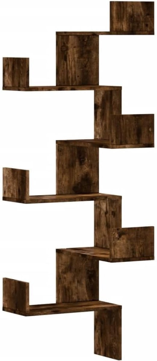 Ruimtebesparend Hoekwandrek Eikenhout voor Boeken en Decoratie B/D/H: 45 x 45 x 147 cm