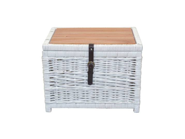 Mid.you Couchtisch, Weiß, Holz, Rattan, Pinie,Pinie, massiv, Uni, rechteckig, 58x44x45 cm, Stauraum, Wohnzimmer, Wohnzimmertische, Couchtische, Couchtische mit Stauraum
