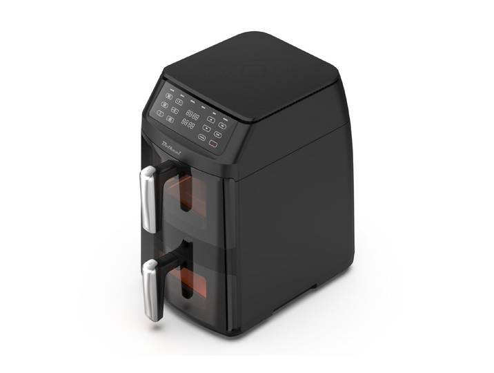 Bolkani Heißluftfritteuse AF1102T, 2500 W, Doppelkammer, 2 Garzonen, 11 L, 6 Programme, Sichtfenster