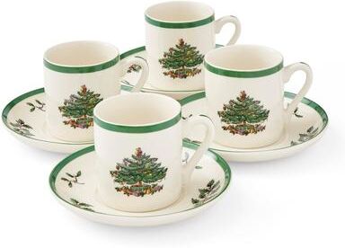 Spode Set of 4 Christmas Tree Espresso Cup and Saucer - 3 oz