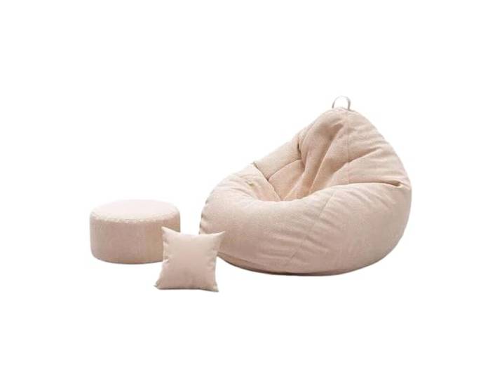 Xumh2024-3 Sitzsack Sitzsackstuhl mit Ottomane und Kissenliege for Schlafzimmer Wohnzimmer(Beige,Mittel)