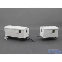 Scaletrucks Bausatz 2x Bauwagen weiß/schwarz ST-0534