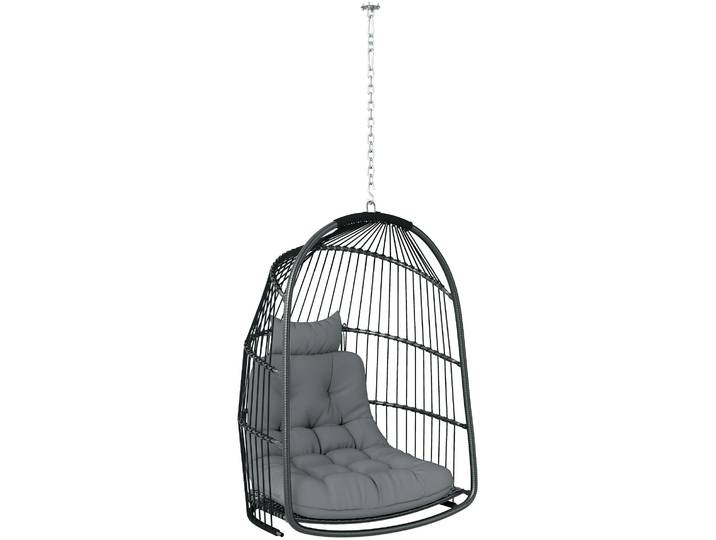Outsunny Hängesessel Hängekorb mit Kissen Polyrattan Schaukel Hängestuhl