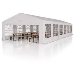 Juskys Partyzelt Gala 6 x 12 m - UV-Schutz Plane, Seitenwände - Pavillon Party Zelt Festzelt Weiß