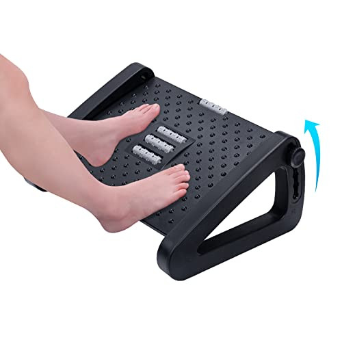 MumdoYAL Verstelbare ergonomische voetenbank voor bureau met massagefunctie