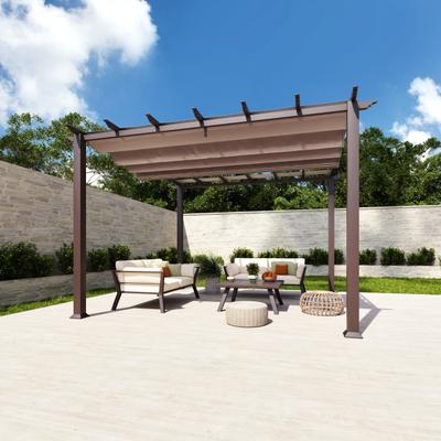 Pavillon PARAGON "FLORIDA", braun (dunkelbraun), B/H/T: 235cm, Pavillons, Aluminiumpavillon mit verstellbarem Sonnensegel