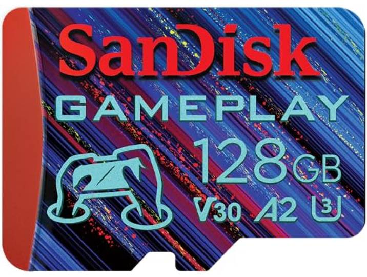 SanDisk GamePlay microSD kaart voor mobiele gaming en handheld gaming 128 GB (leessnelheden tot 190 MB/s, A2, V30, U3)