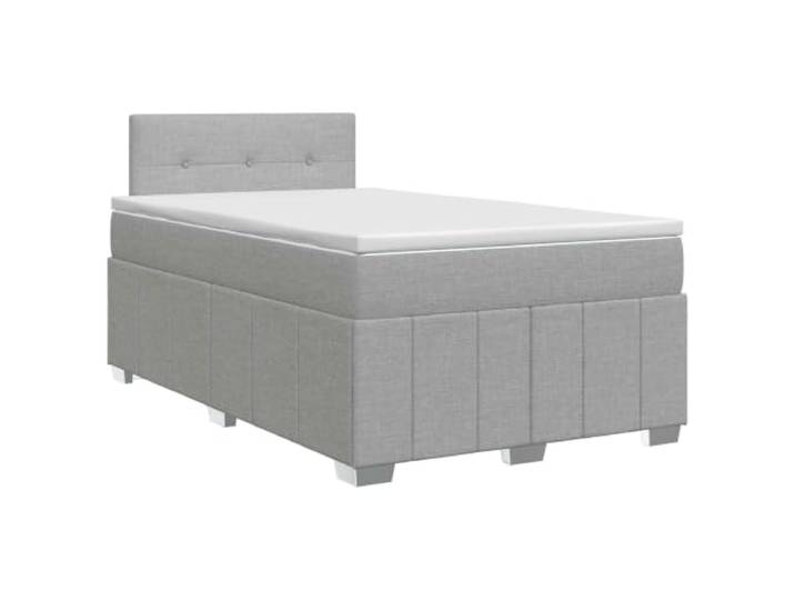 KTHLBRH Boxspringbett mit Matratze Hellgrau 120 x 190 cm Kopfteil verstellbar 78–88 cm, Bezüge waschbar, Taschenfedern, mittlere Härte, Kunststoffbeine, Verwendung im Innenbereich