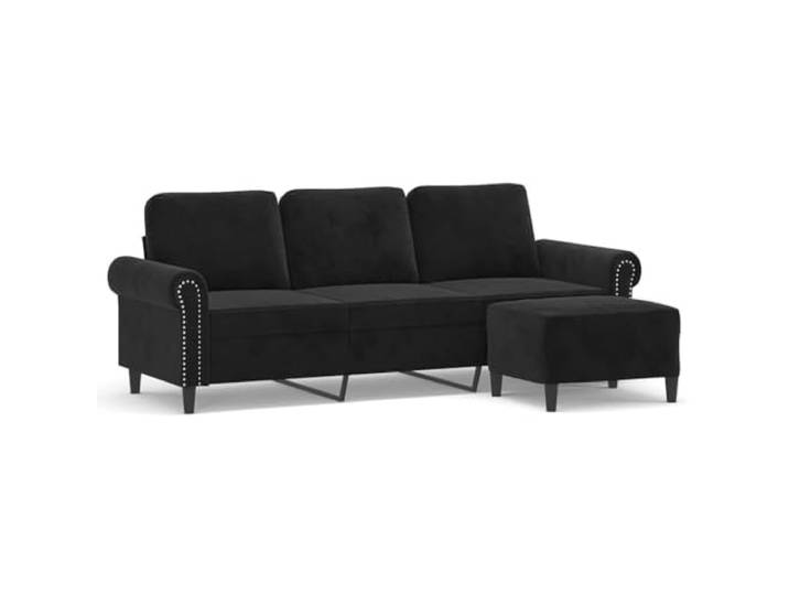 Todiikf 3-Sitzer Sofa mit Fußhocker Samt Couch Set Polstersofa Schwarz Elegantes Couch-Set mit weichem Samtbezug und stabilem Metallgestell für Wohnzimmer, Gästezimmer oder Büro.