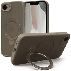 EAZY CASE Case MagSafe Rotation Ring für iPhone 16e (Apple iPhone 16e), Smartphone Hülle, Braun
