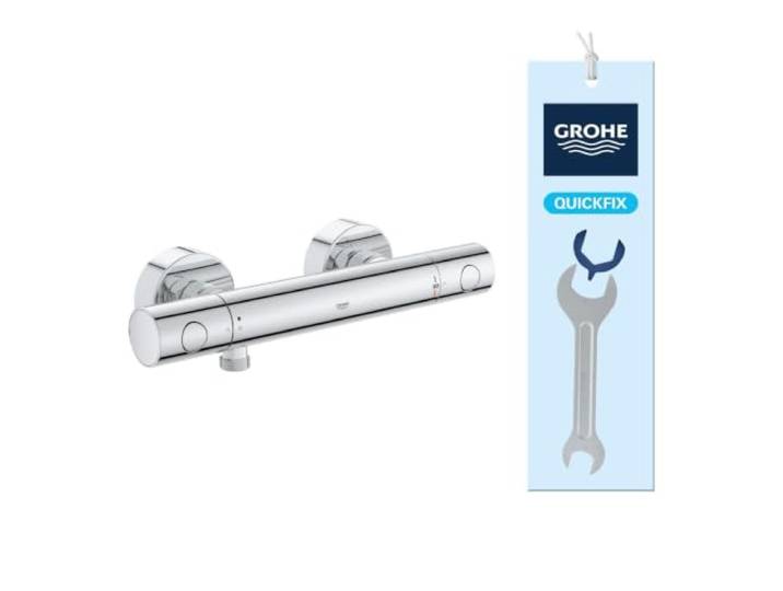 GROHE Mitigeur thermostatique douche Precision Get\, montage mural\, indicateur de température\, filtres intégrés\, poignées métalliques\, rosaces incluses\, chromé\, 34773000 (Import Allemagne)