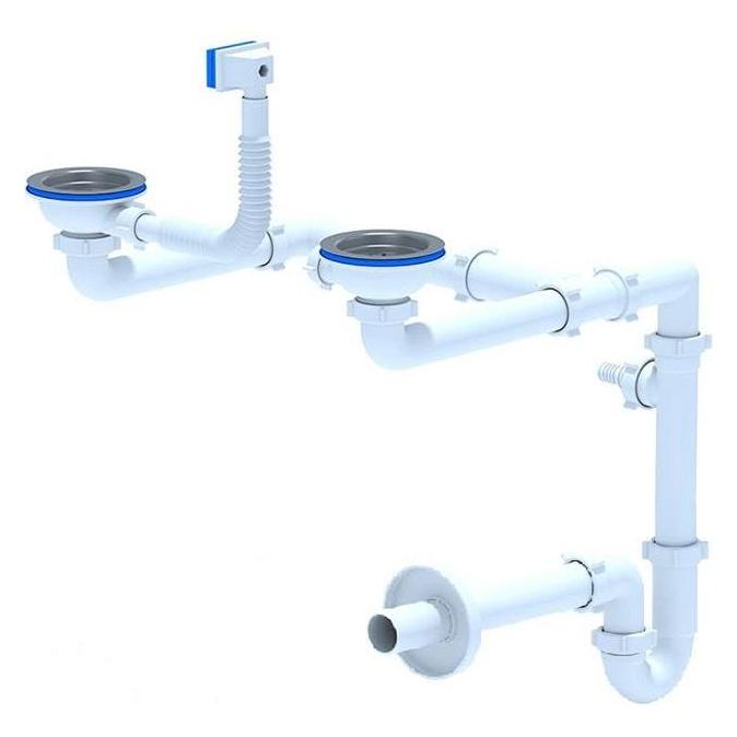 Ani Plast DOUBLE SINK SIPHON+FLANGE 3 1/2IN LD0515 (Flaschensiphon) (33044475)