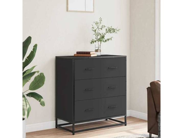 Buffet - - Commode - Bois ingénierie - Noir - 3 tiroirs - 68x35x76 cm 132qan31m