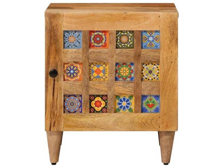 KTHLBRH Nachttisch aus natürlichem Mangoholz, 40 x 33,5 x 46 cm Scharniertüren, große versteckte Aufbewahrung, Montage erforderlich, Für Schlafzimmer
