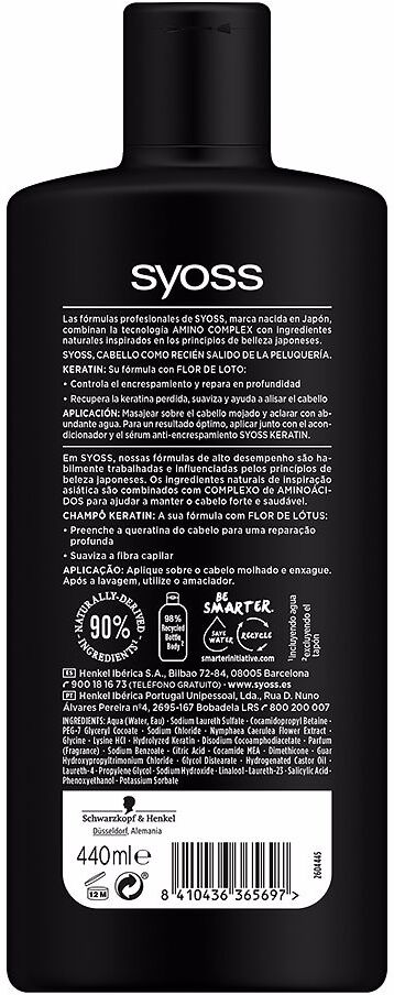 Syoss Keratin champú cabello encrespado y seco 440 ml