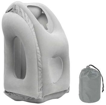 Uplifted Finds Inflatable Travel Pillow Portable Chin Support Neck Pillow For Rest gray