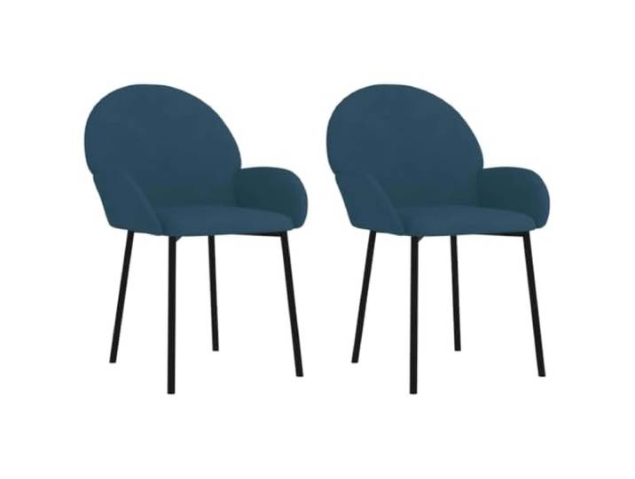 KLGBNCVE Esszimmerstühle 2 STK. Blau Samt Metall Sperrholz Samt mit dichtem Flor, Metall- und Sperrholzrahmen, ergonomische Armlehne, gepolsterte Rückenlehne, max. 110 kg