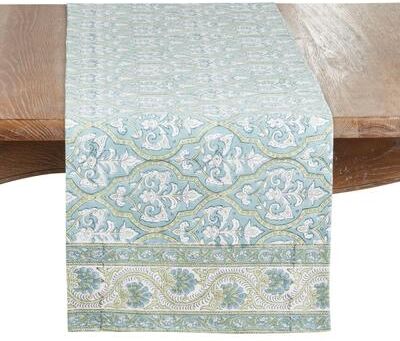 Saro Lifestyle Mediterranean Floral Table Runner - Ornamental Botanical Runner for Dining & Everyday Entertaining