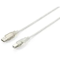 Equip USB 2.0 A auf B Kabel, 3.0m , M/M Transparent silver