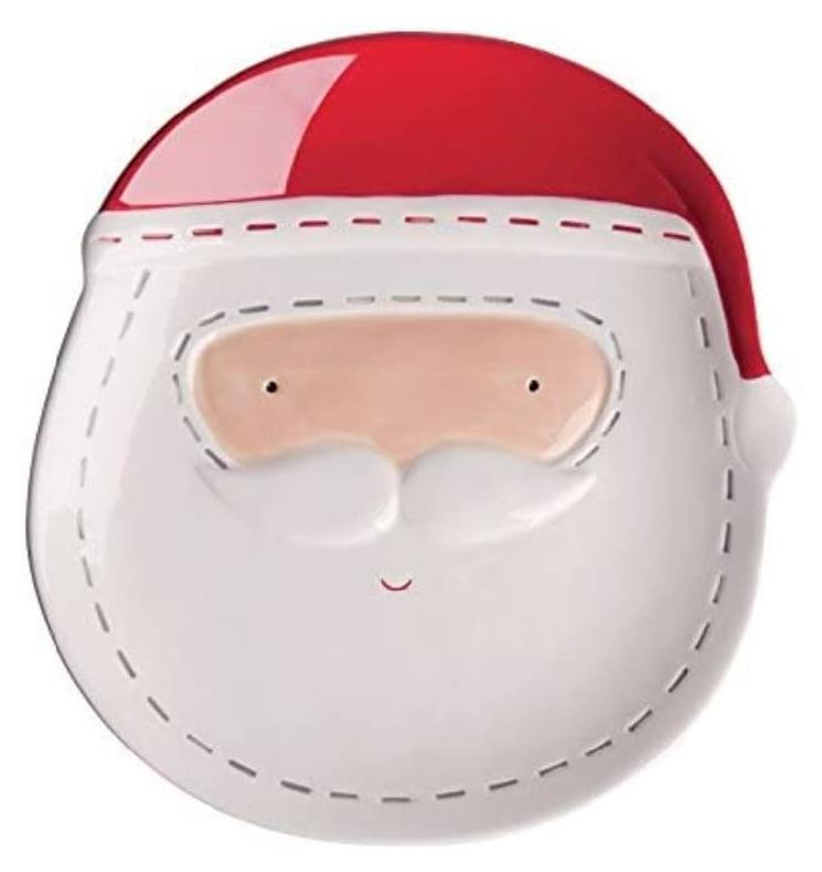 Dripio Handbeschilderd Keramisch Kerstbord Wit/Rood B: 20,8 cm, D: 19,6 cm