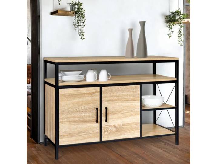ID MARKET buffet DETROIT 2 portes 100 cm Industriel bois