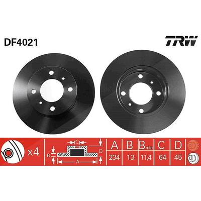 Trw Bremsscheibe [Hersteller-Nr. DF4021] für Mitsubishi, Proton
