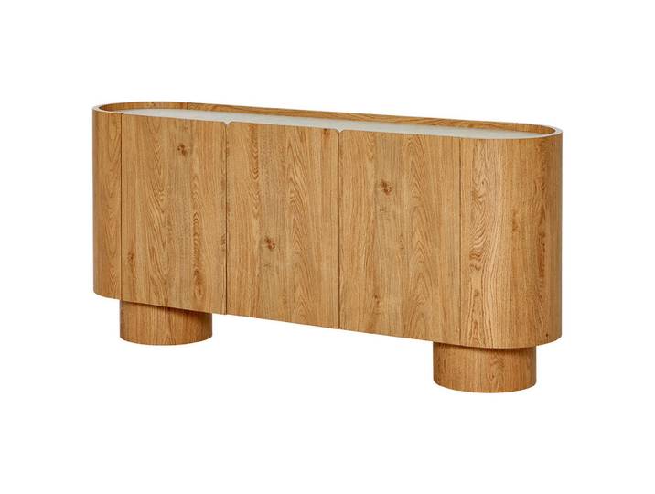 Livetastic Sideboard Circo, Weiß, Eiche, Marmoroptik, 3 Fächer, 160x74x38 cm, stehend, Wohnzimmer, Kommoden & Sideboards, Sideboards