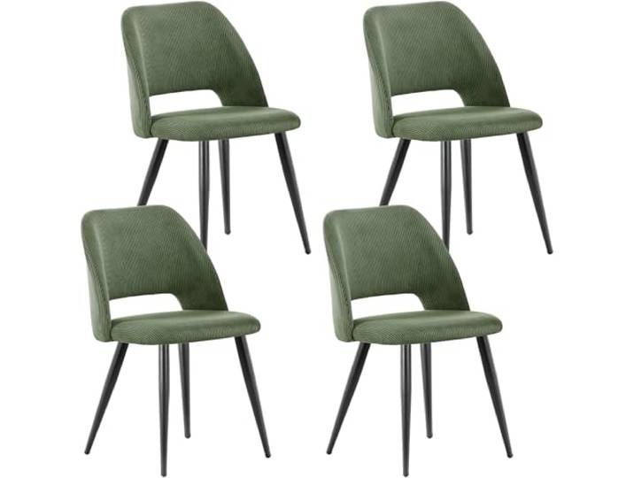 WAFTING Esszimmerstühle aus Cordstoff mit Dickem Schwamm,4er Set,Grün Mit dickem Schwamm gepolstert, separaten Metallfüßen, Moderner Polsterstuhl für Esszimmer, Wohnzimmer, Schlafzimmer,Empfang