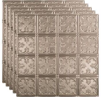 Fasade FASÄDE Traditional Style 10 Decorative Vinyl 2ft x 2ft Lay in Ceiling Panel in Brushed Nickel (5 Pack)