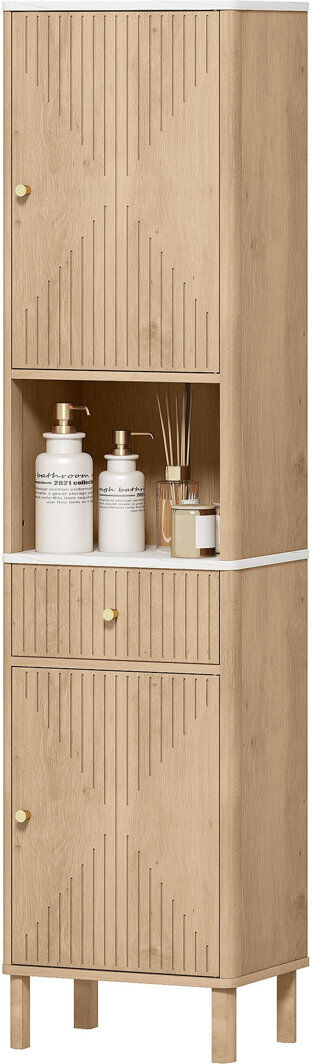 17 Stories Freestanding Linen Cabinet Natural 168cm H X 41.5cm W X 30cm D