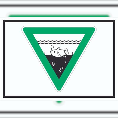HB-Druck Laichzeit Laichschonbezirk Symbol Schild A6 Rückseite selbstklebend