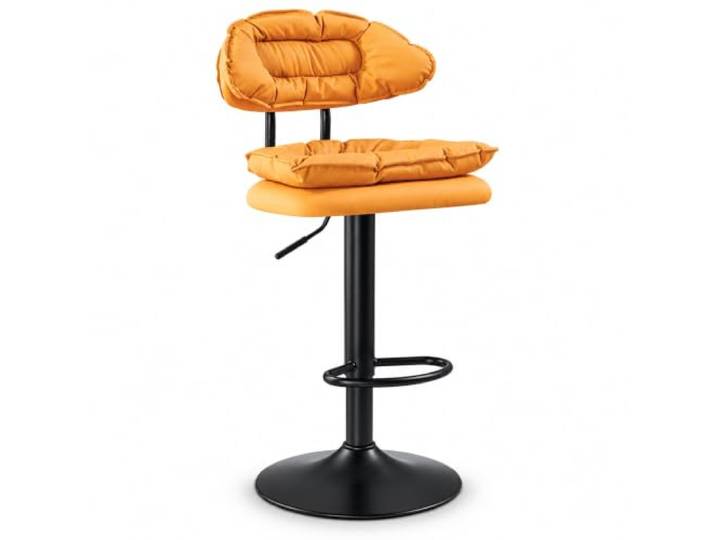 JSWHYBD 360° Drehbarer Barhocker, Höhenverstellbar mit Rückenlehne Gepolsterter Sitz, Fußstütze & Stabiler Sockel für Küche, Insel, Hausbar und Essbereich(Orange,Single)