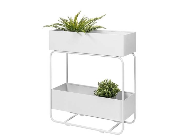 eluno Pflanzenständer, weiß, Weiß, Metall, 60x71x25 cm, Wohnzimmer, Wohnzimmertische, Blumenständer