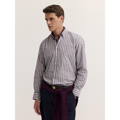 Langarmhemd BUGATTI "Modern Fit", Herren, Gr. L, Normalgrößen, lila (790, brombeere), 100% Baumwolle, unifarben, normal, Hemden, Modern Fit Poplin Button-Down-Kragen