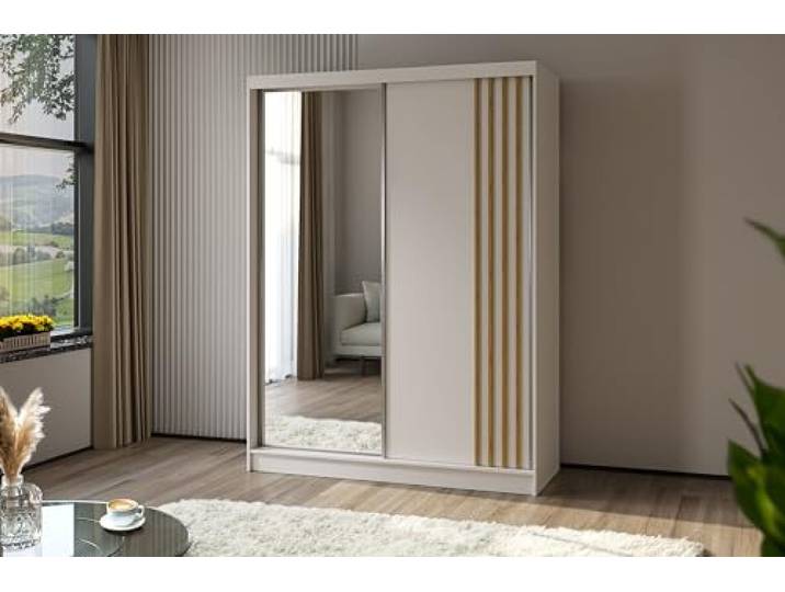 ALTDECOR Schwebetürenschrank mit Spiegel und LED NALLA - 160x216 Garderobenschrank mit viel Stauraum, Vielseitiger, Schrank,Kleiderschrank