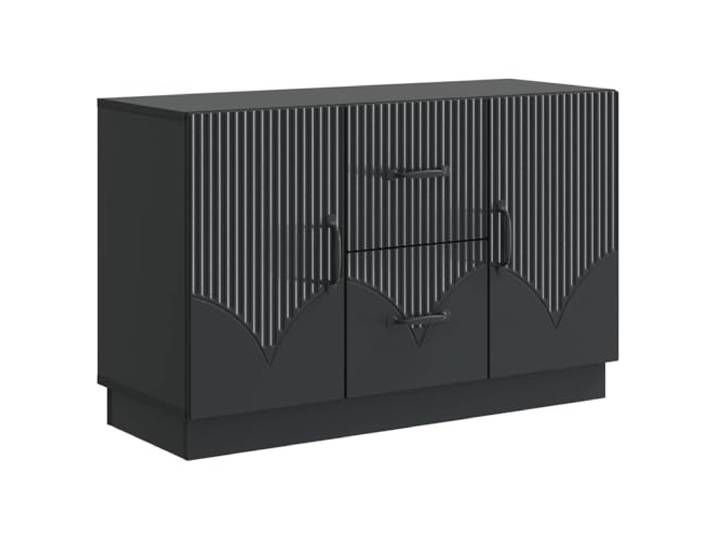 Fisinber Sideboard Schwarz 89x34,5x57cm Kommode mit 2 Schubladen 2 Türen Moderne Anrichte für Wohnzimmer und Flur, modulare Fächer bieten ordentlichen Platz für Geschirr, Textilien und Sammlungen.
