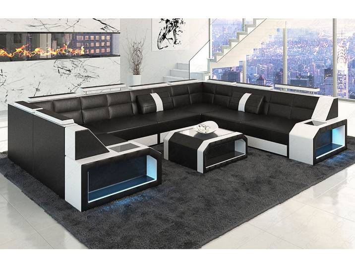 Wohnlandschaft Pesaro U-Form aus Leder
