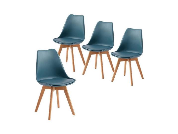 LuxusKollektion Esszimmerstuhl Esszimmerstuhl Skandinavisch Polsterung Buchenholzbeine 4 Blau