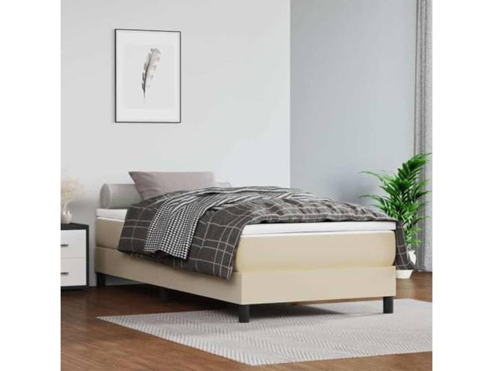 Taschenfederkernmatratze Mittel Creme 90x200x20 cm Kunstleder Taschenfedern,druckerkennender Schaumstoff,schmutzabweisendes Kunstleder,feuchtes Tuch,mittelharte Stütze