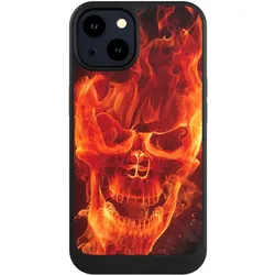 Nivocase Hülle für Apple iPhone 14 Handyhülle NIVOcore Case Schwarz Feuer Schädel Totenkopf (Apple iPhone 14), Smartphone Hülle, Schwarz