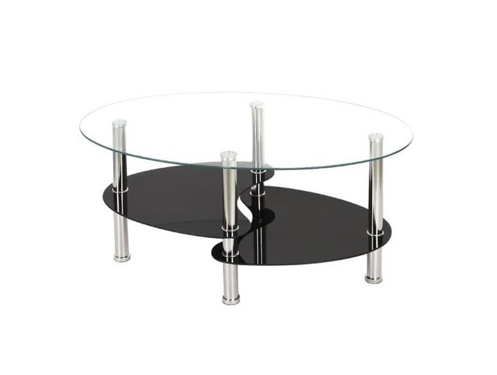 Table Basse en Verre Métal Table de Salon Transparent - 90*50*43cm