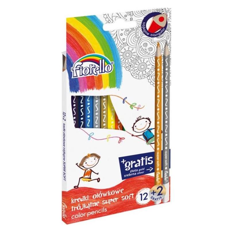 GrandHall Superweiche Buntstifte 12 Farben + 2 FIORELLO gratis (12x) (WIKR-912854)