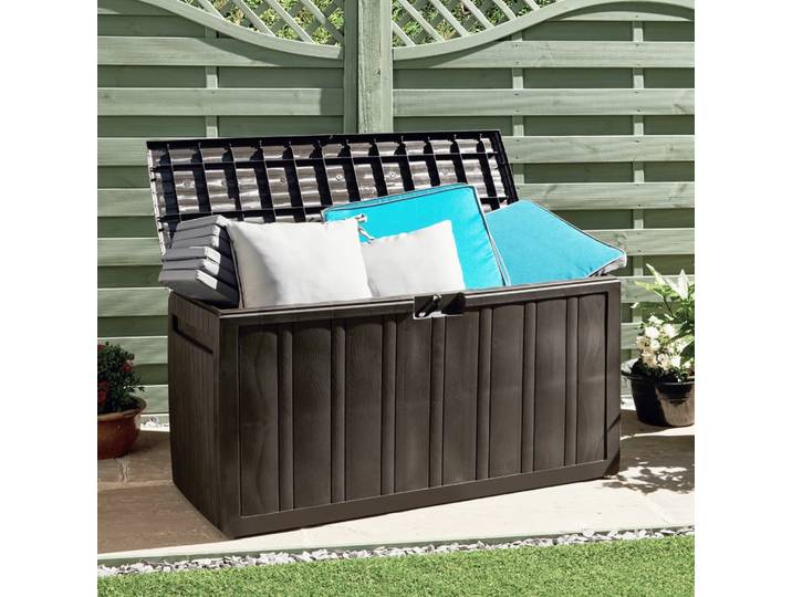 Boîte à coussins marron 117x45.5x57.5cm 270 L Boîte de rangement pour outils Rangement robuste Durable Extr