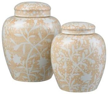 Atlas Lighting and Home Atlas Yvonne Jar - Set of 2 Cream Glazed