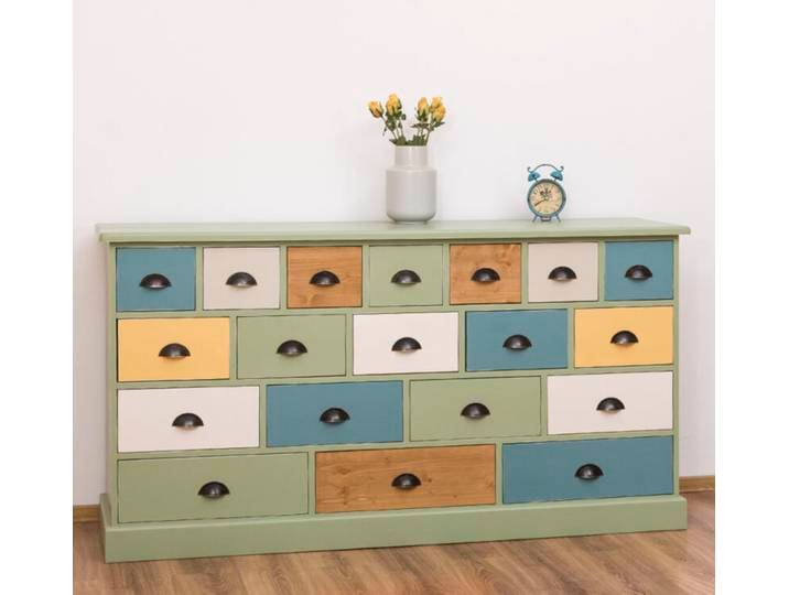 Vintage Schubladenkommode Grün Antik 180 cm